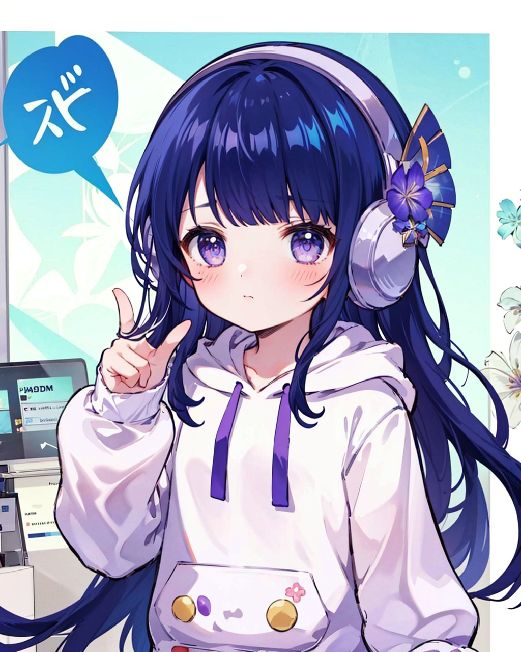 55444-3679845270-raidenshogun2nd, 1girl, solo, aged down, bangs, hood, headphones, long sleeves, looking at viewer, hoodie, flower, hair flower,.png